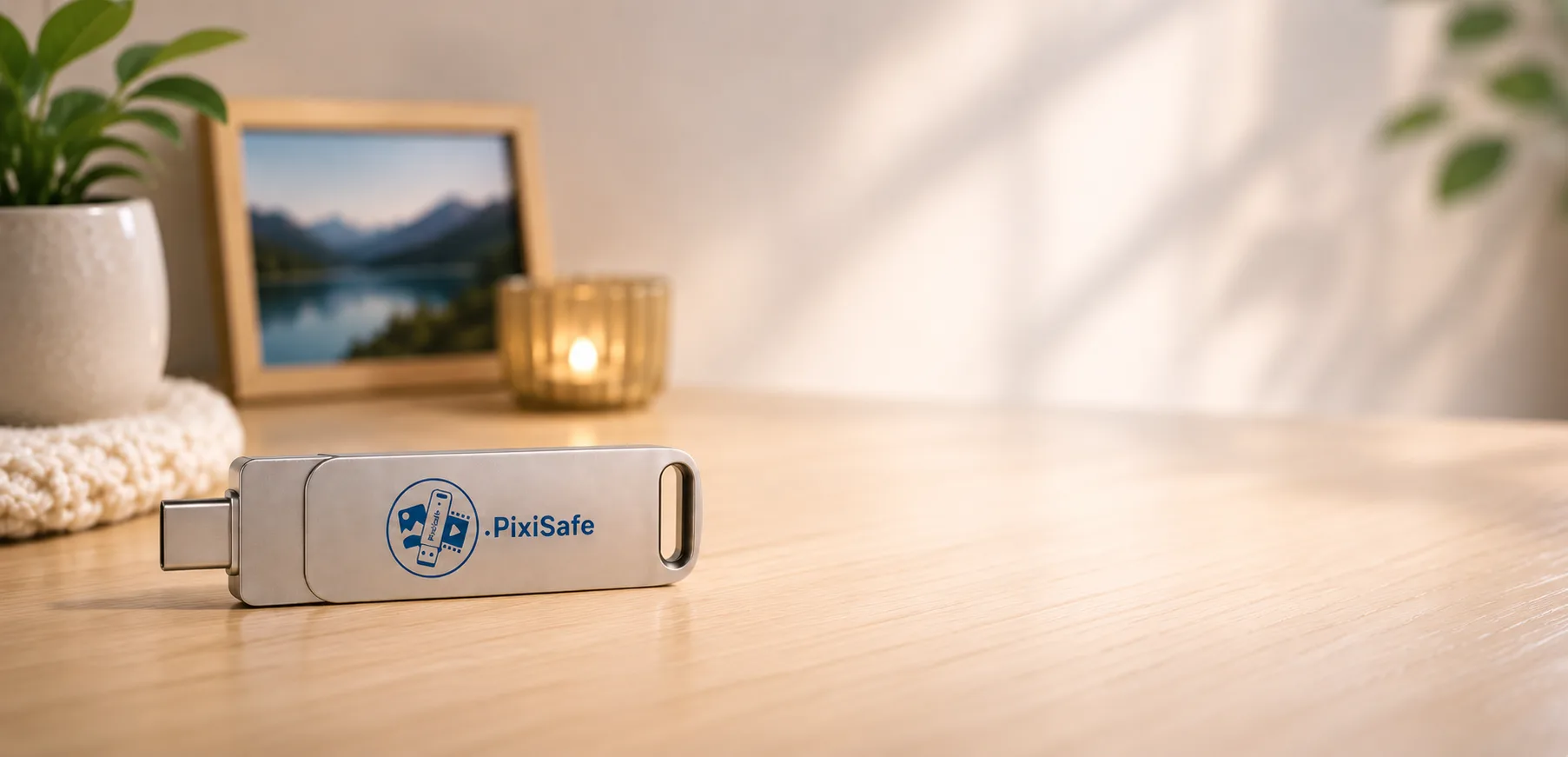 Clé USB PixiSafe — double connectique USB-C et USB-A